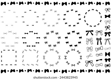 Illustration of a set of hand-drawn ribbon frames, lines and icons