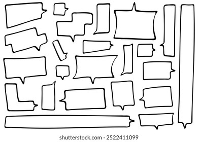 Illustration of a set of handwritten speech bubbles
