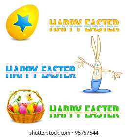 illustration of set of happy easter banner with element