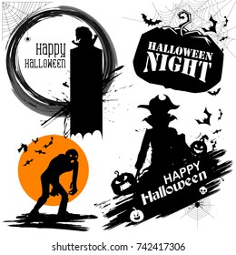illustration of set of Happy Halloween holiday Design Element