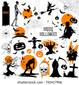 illustration of set of Happy Halloween holiday Design Element