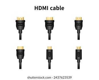Es un conjunto de ilustración de cable HDMI.