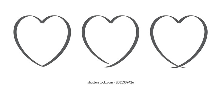 Illustration set of heart frame. Valentine's Day, White Day. Hand drawn, calligraphy style. eps data is CMYK color,  png data is RGB color. 