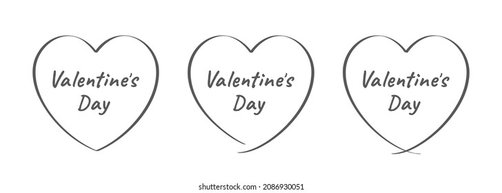 Illustration set of heart frame. Valentine's day.Calligraphy style.