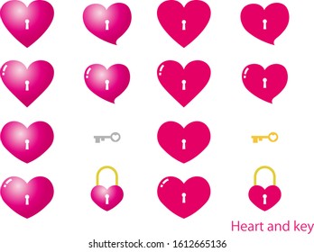 
Illustration set of heart with keyhole.