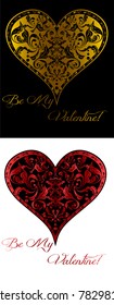 illustration - set of hearts - with curls on a Valentine's day theme.
