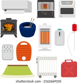 Illustration set of heating appliances