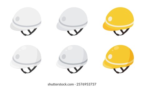 Illustration set of helmets used for commuting to elementary school