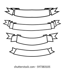 Illustration with set of heraldry ribbons.Tattoo design element. Heraldry and logo concept art.