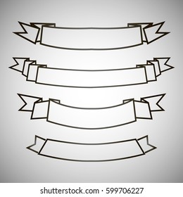 Illustration with set of heraldry ribbons.Tattoo design element. Heraldry and logo concept art.