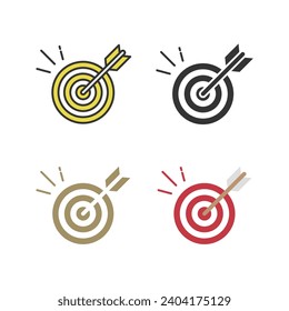 Illustration set of hitting arrows.