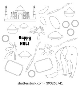 Illustration set of Holi element