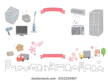 Illustration set of home appliances and cities that can be used for banners etc.