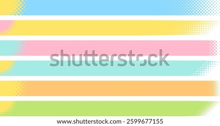 Illustration set of horizontal frames with colorful dot gradient decorations