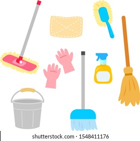 Illustration set of house cleaning tools