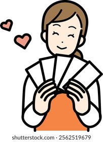 Illustration set of housewife holding purse.