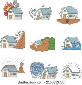 Illustration set of housing disaster