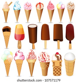 illustration set ice cream on white background