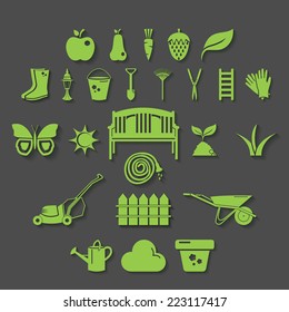 Illustration set icon of garden. Vector