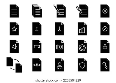 Illustration of set icon related to document. glyph icon style. Simple vector design editable. Pixel perfect at 32 x 32