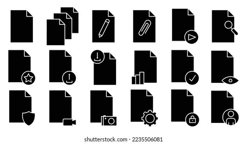 Illustration of set icon related to document. glyph icon style. Simple vector design editable. Pixel perfect at 32 x 32
