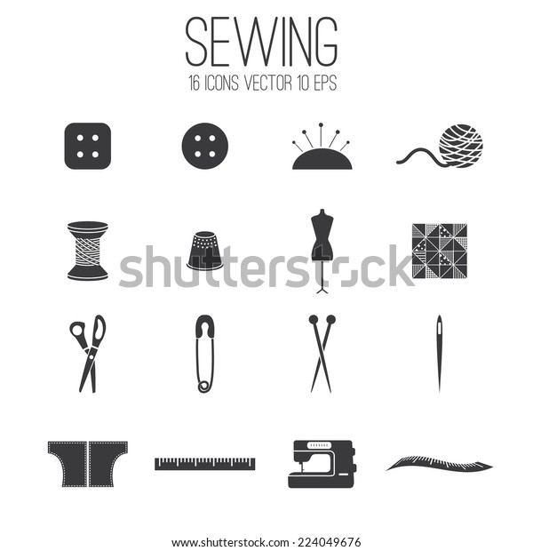 Illustration set icon of\
sewing .Vector