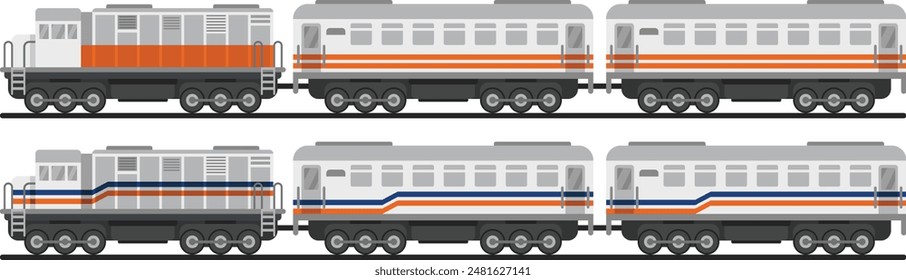 illustration set icon train carriage vector flat design
