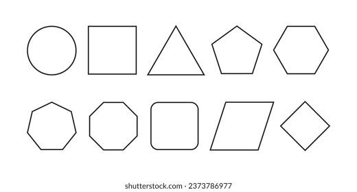 illustration of a set of icons basic shape line design template