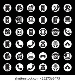 Illustration set of icons for business. Icons for phone, management, finance, strategy, marketing on a white background.
