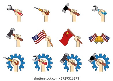 Illustration set icons of Hand tools
