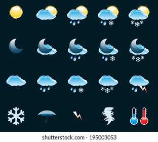 Illustration Set of Icons on a theme Weather. Vector. EPS10 