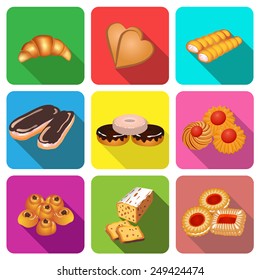 illustration set of icons on a theme cake baking cookies