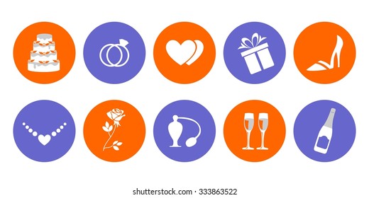 the illustration - set of icons on a theme of wedding.
