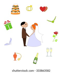 the illustration - set of icons on a theme of wedding.