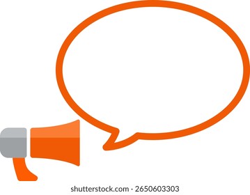 Illustration set of icons and speech bubbles with the image of a transistor megaphone, tra megaphone, megaphone, and loudspeaker