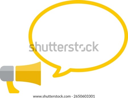 Illustration set of icons and speech bubbles with the image of a transistor megaphone, tra megaphone, megaphone, and loudspeaker