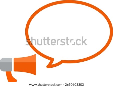 Illustration set of icons and speech bubbles with the image of a transistor megaphone, tra megaphone, megaphone, and loudspeaker