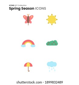 Illustration set icons of spring season contain such as vacation, holiday and many more. perfect use for web pattern design etc.