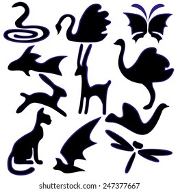 Illustration of a set of images of animals