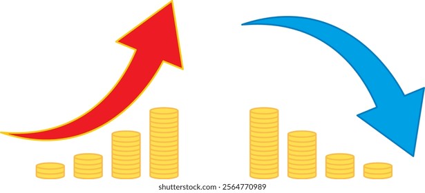 Illustration set of increasing and decreasing money