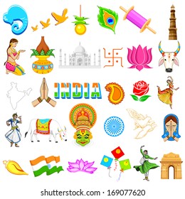 illustration of set of Indian icon showing festivals in India