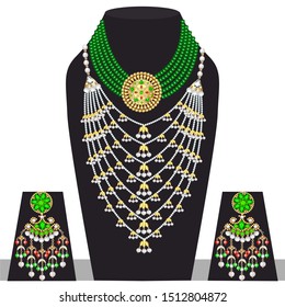 Illustration set of indian  wedding necklace and earrings