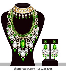 Illustration set of indian  wedding necklace and earrings