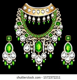 Illustration set of indian  wedding necklace and earrings