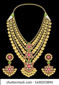 Illustration set of indian  wedding necklace and earrings