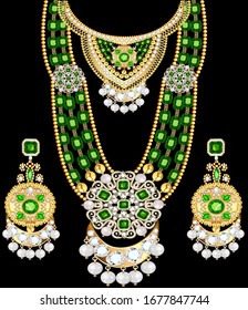 Illustration set of indian  wedding necklace and earrings