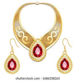 Illustration set of indian  wedding necklace and earrings