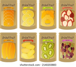 Illustrationsset für einzeln verpackte Trockenfrüchte