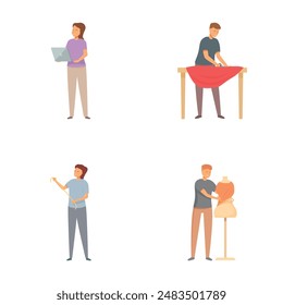 Illustrationssatz von Personen, die in verschiedenen kreativen Berufen tätig sind