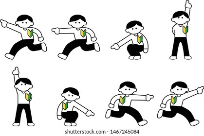 Illustration set of inexperienced men pointing at various places